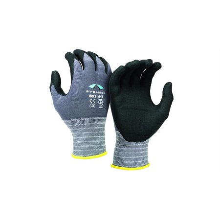 PYRAMEX Safety Glove Nitrile 18G A3 Dots Thumb Saddle Large  , Sold 12PKG PYRGL601M